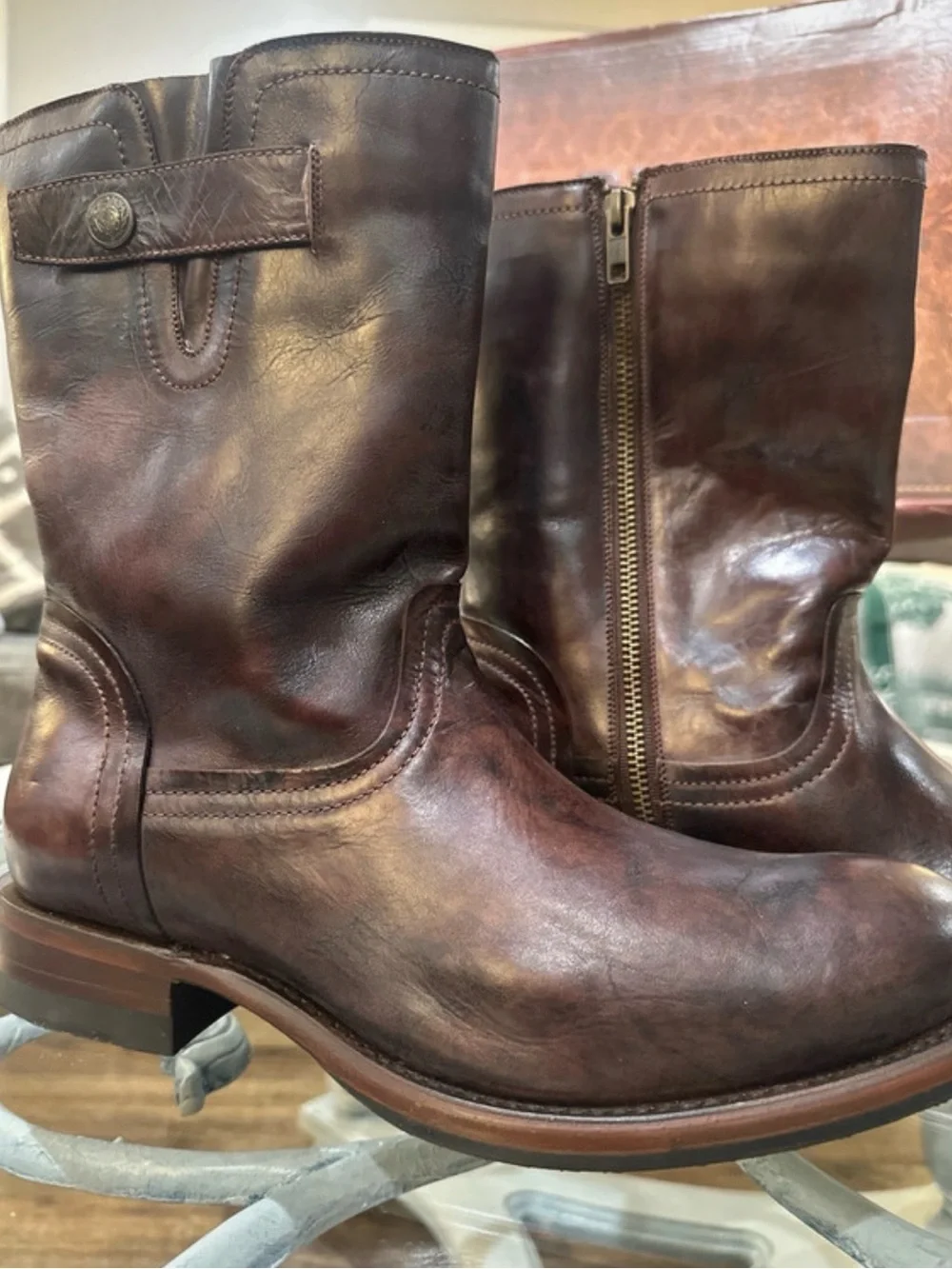 New Rio Grande Ronaldo MR-08 men's leather boots, brown, size 9– Original box